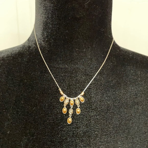 🔴 LIZ CLAIBORNE Silver & Cooper Color Necklace - Picture 2 of 5